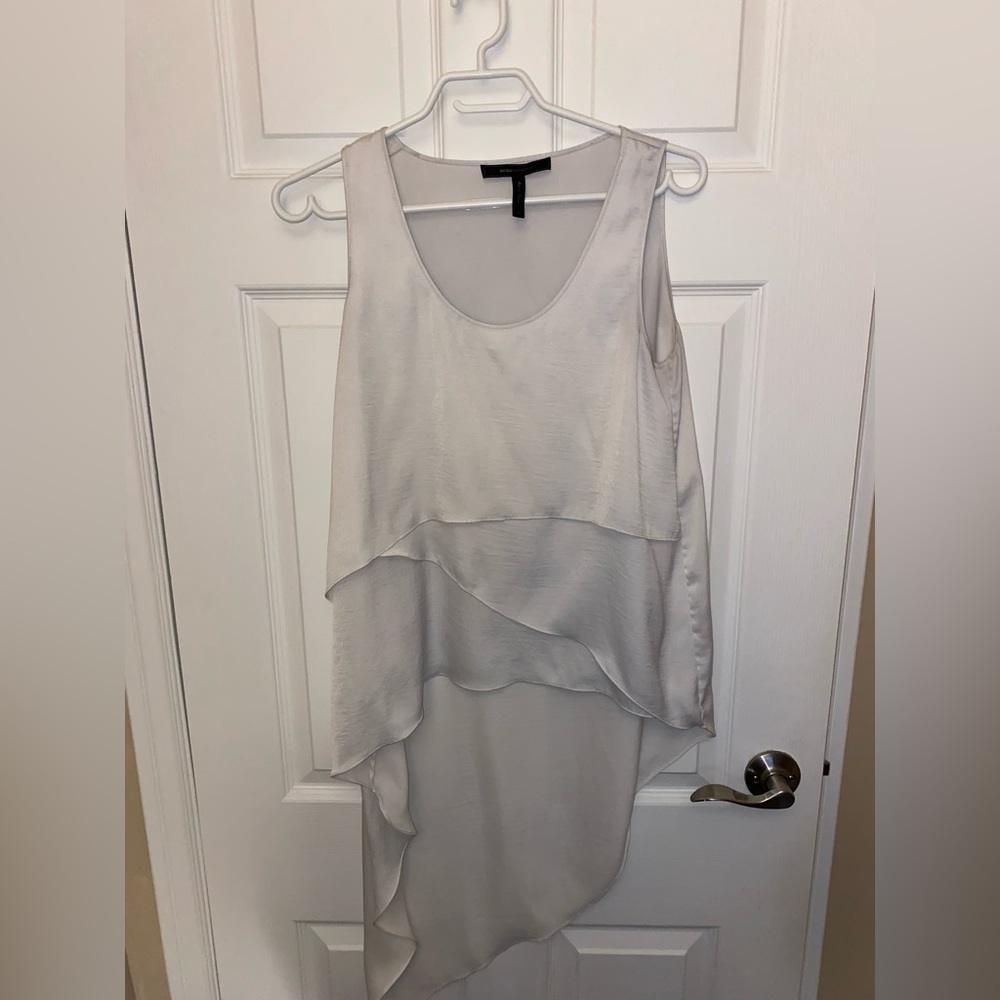 BCBG MaxAzria White silk asymmetrical tank/blouse